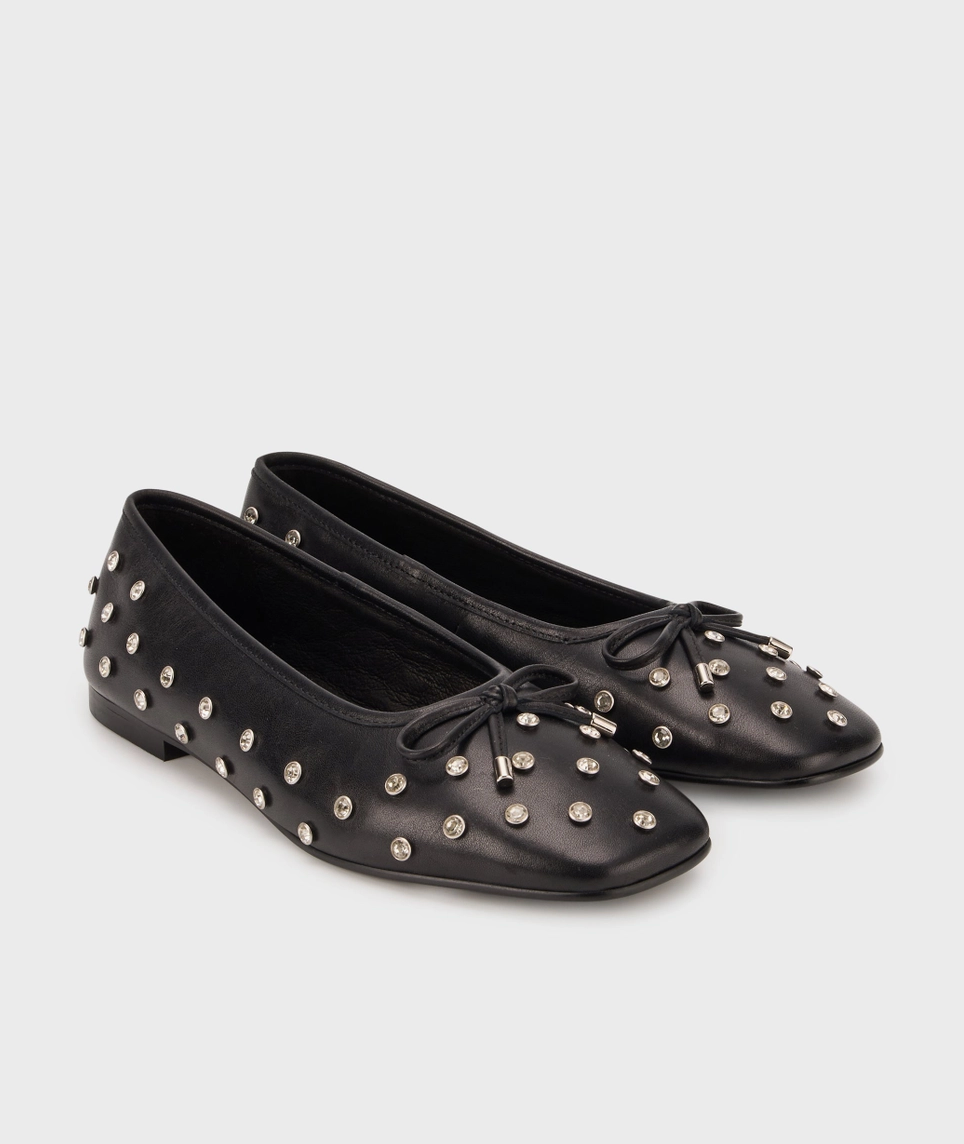 Carmen-Cuir Noir Studs Diamonds