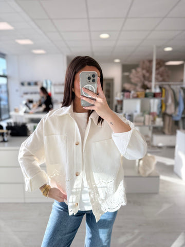 Veste en Jean Beige Brodée