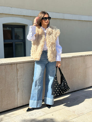 Veste fourrure sans manches